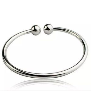 Silver Beaded Ends Adjustable Cuff Bracelet - NEW